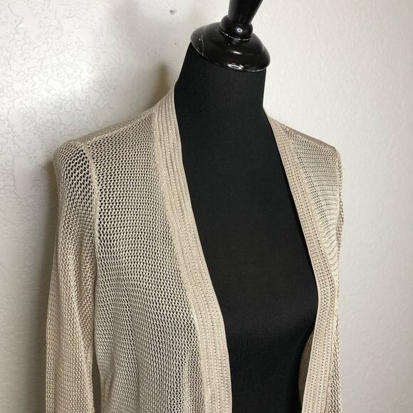 WHBM champagne open front open knit long cardigan size Extra Small XS - Picture 2 of 14